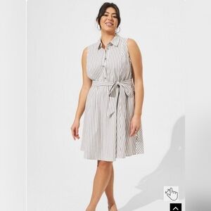 Torrid Poplin Collared Shirt Grey and White Striped Dress 6X 30